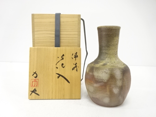 JAPANESE TEA CEREMONY / BIZEN WARE HANAIRE FLOWER VASE / ARTISAN WORK